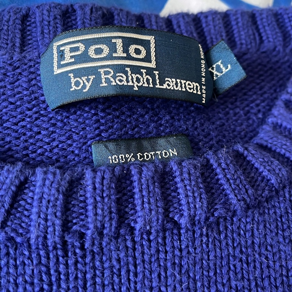 Men’s Polo Ralph Lauren Royal Blue Crewneck Sweater, 100% cotton, XL - Picture 4 of 5